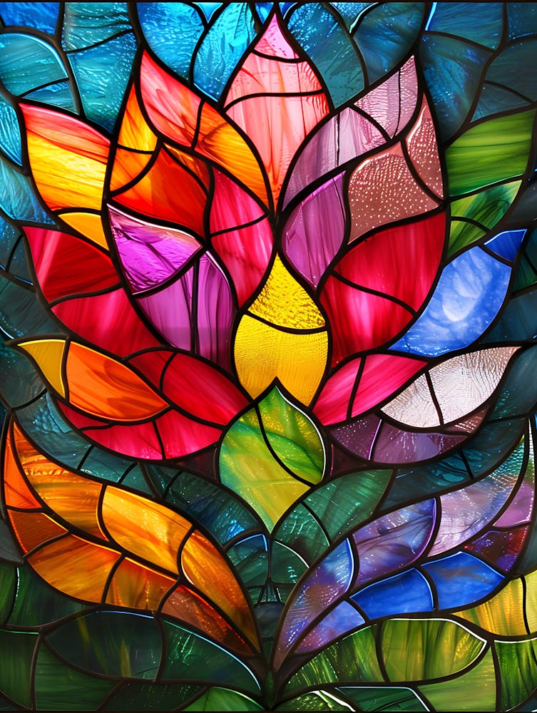 Colorful Stained Glass Flowers