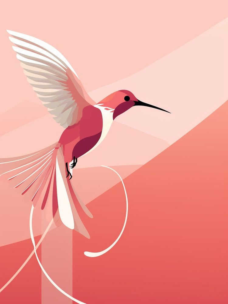 Minimalist Hummingbird 2 Illustration