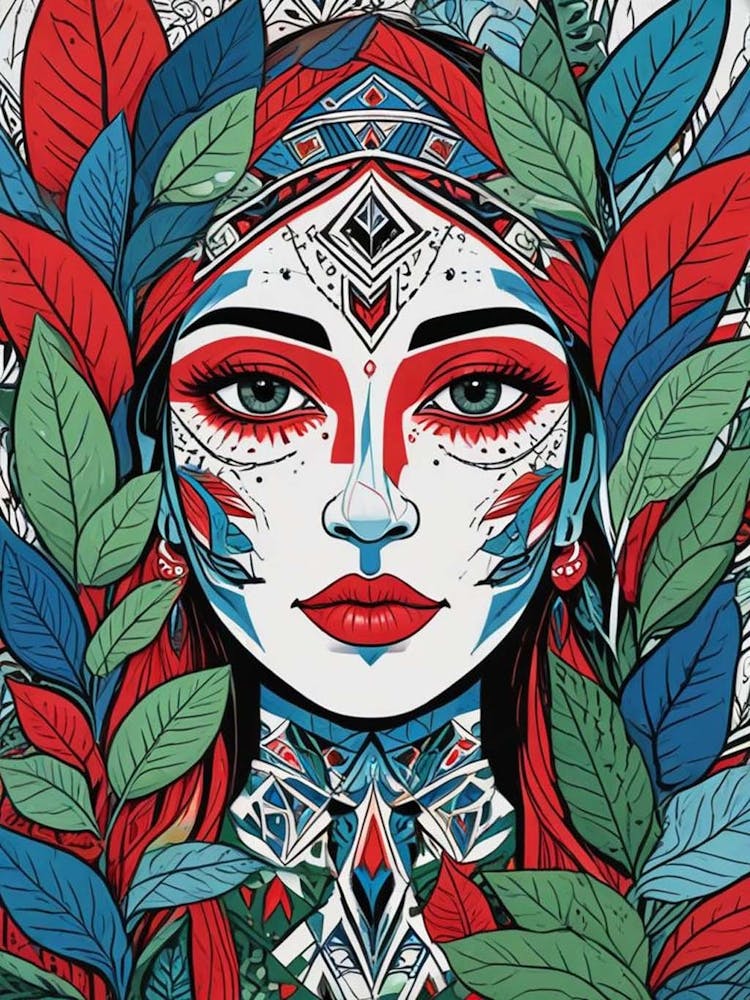 Folk Abstract Face Illustration 3 (6)