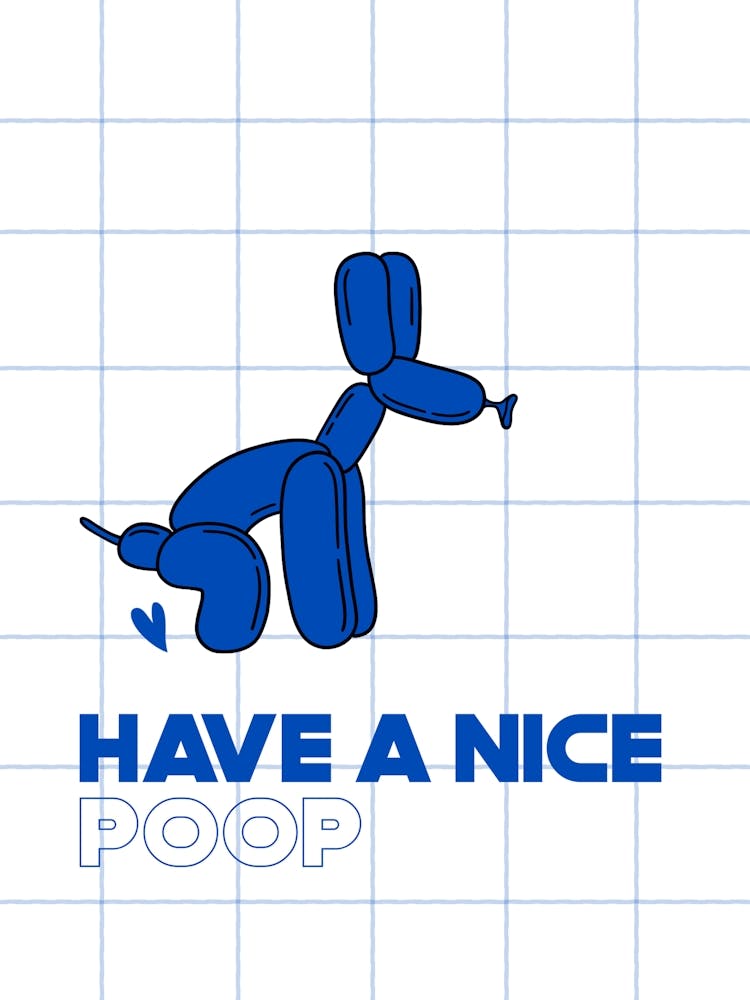 Funny Poop Poster for Bathroom Decor, Dog Pooping Wall Art, Restroom Wall Decor, Balloon Dog Print
