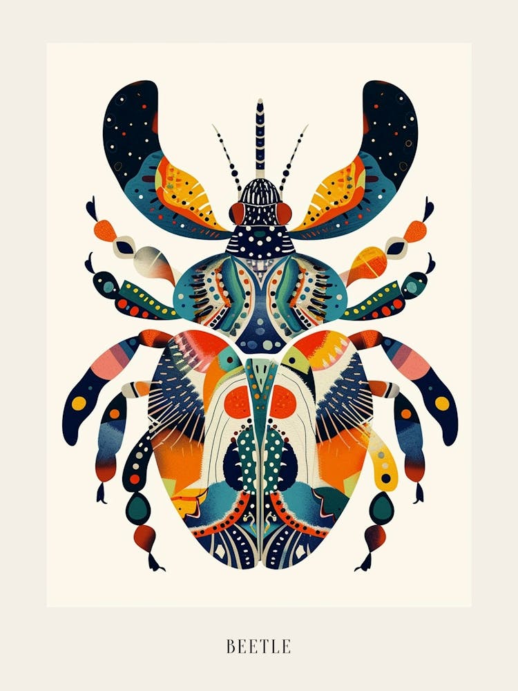 Colourful Insect Illustration Beetle 13 Poster