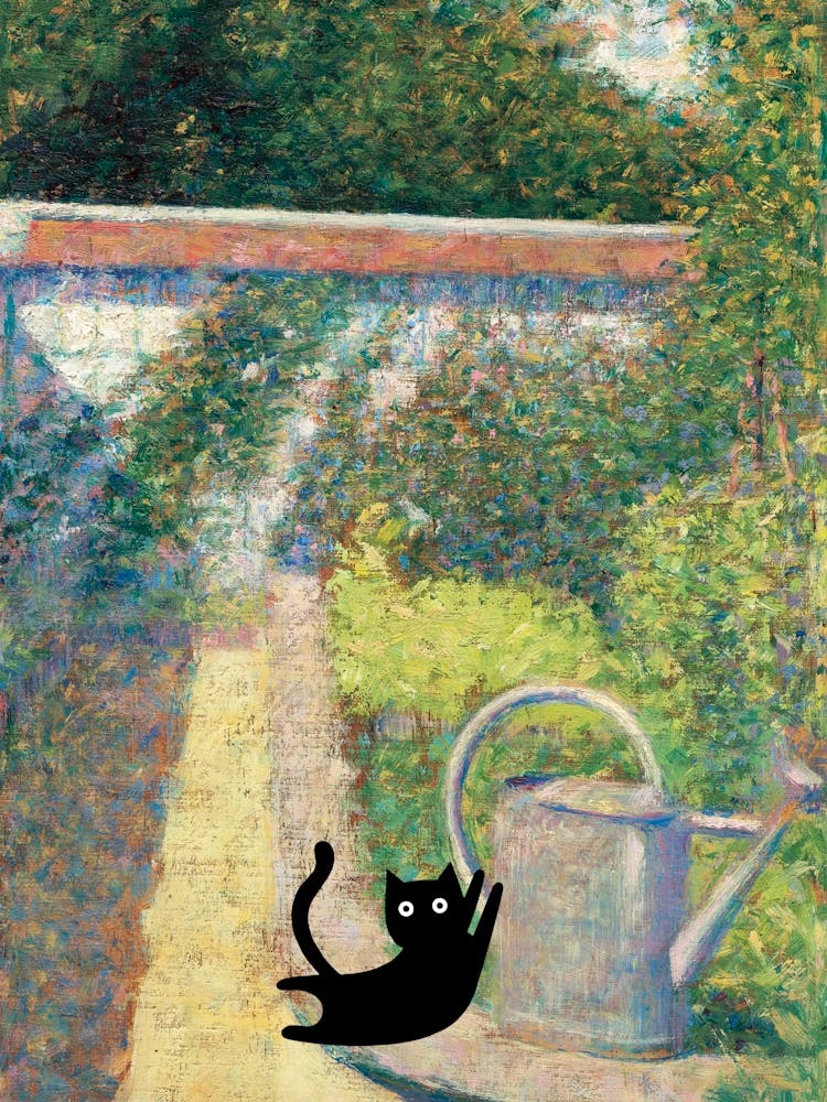 Cats In Famous Gardens Seurat The Watering Can