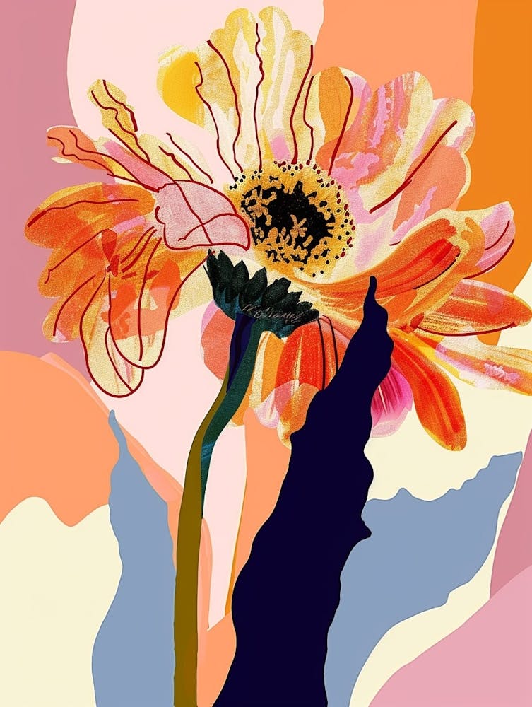 Colourful Flower Illustration Gerbera Daisy 1