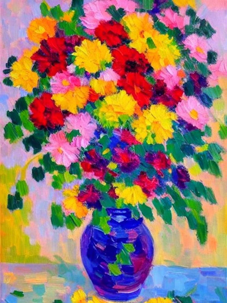 Chrysanthemum Floral Abstract Block Colour 2 Flower