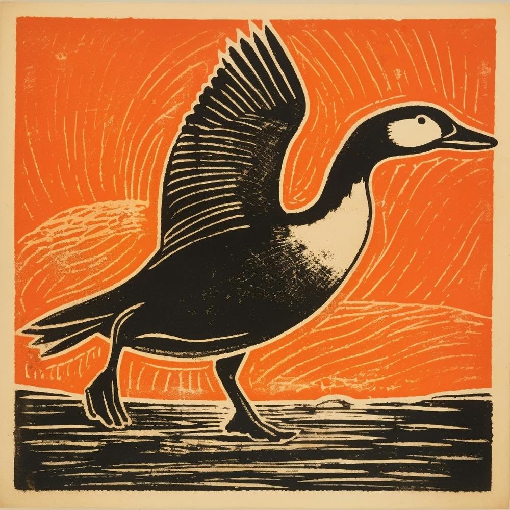 Retro Bird Lithograph Goose 4