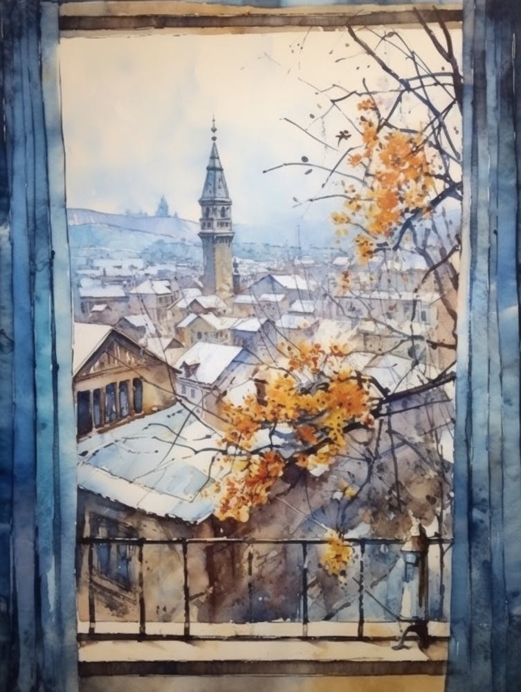 Winter Cityscape Transylvania Romania 1