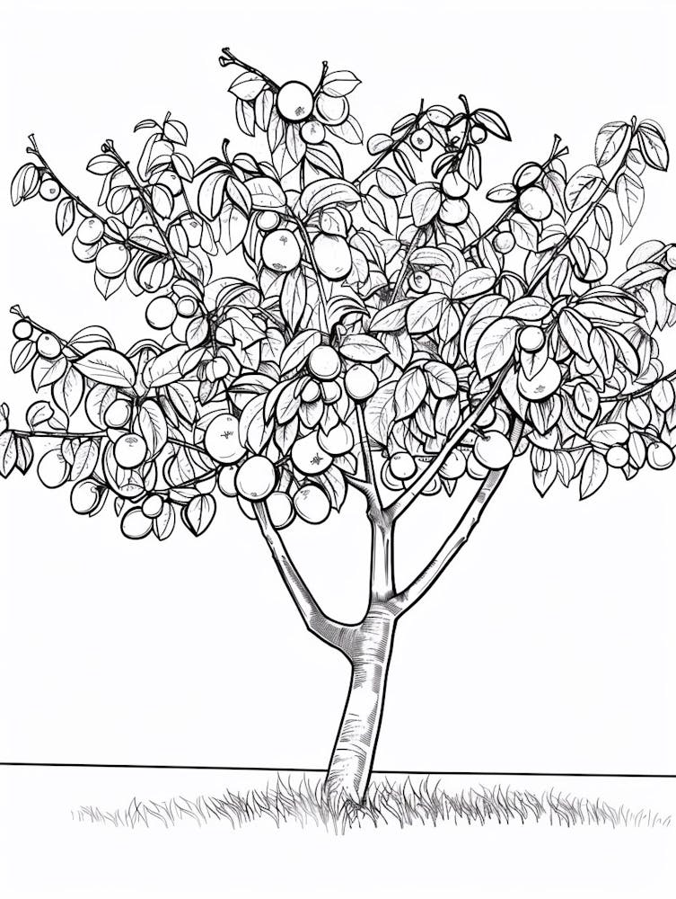 Plum Tree Minimalistic Drawing 3