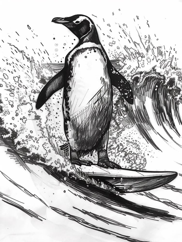 King Penguin Surfing Waves 3