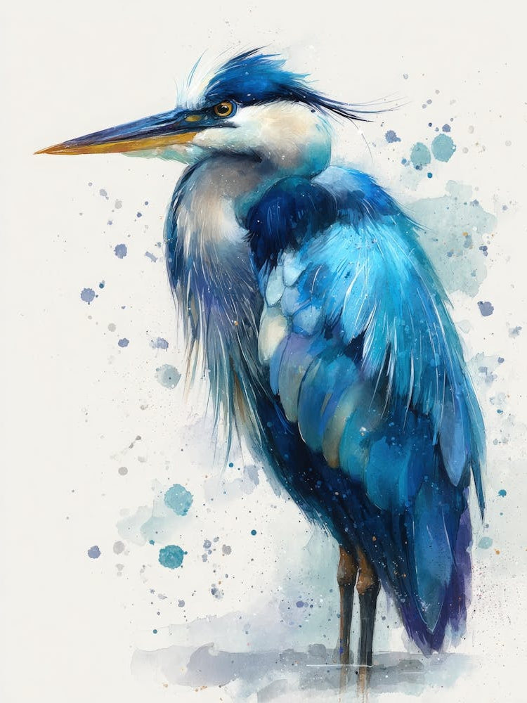 Aihrgdesign Isolated Watercolor Painting Of Birds Heron In A 1