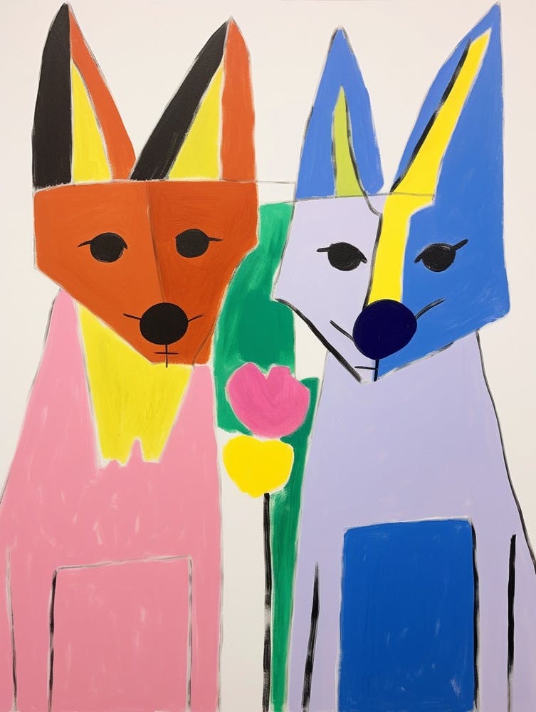 Bunte Kindertierkunst Kojote