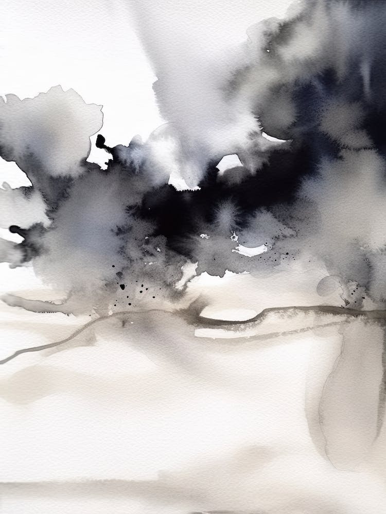 Aquarelle Abstraite Noir Et Blanc 1