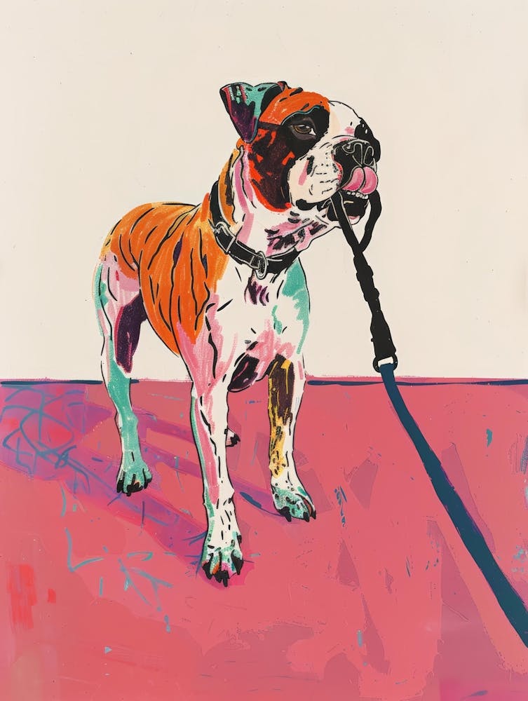 Bulldog On A Leash
