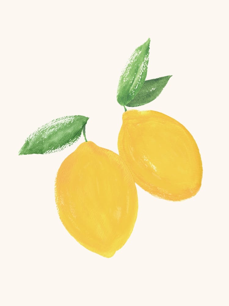 Lemon Citrus Summer Fruit Watercolor Painting Minimalist Kitchen Print