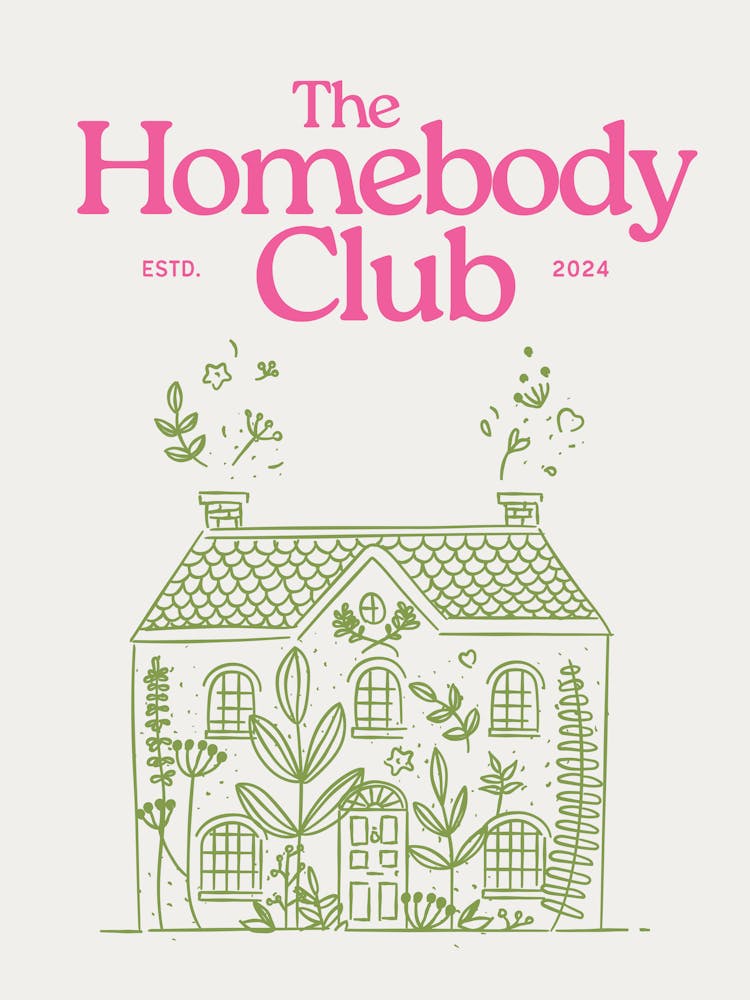 The homebody club green pink wall art