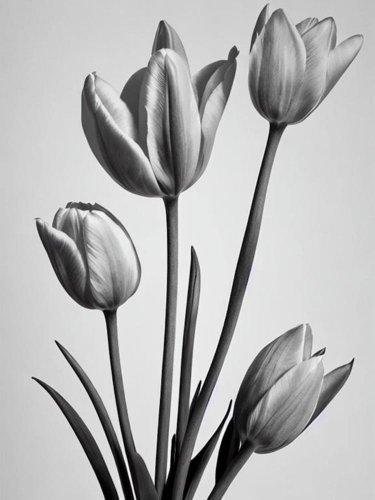 Tulips B&W Pencil 1 Flower