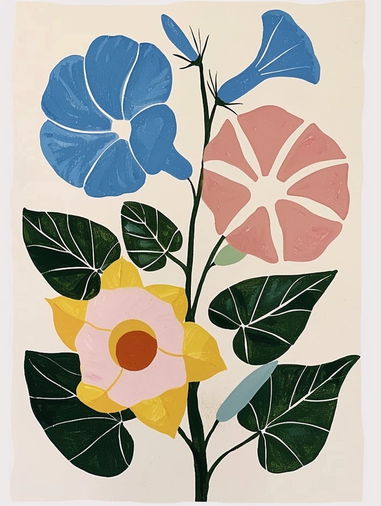 Gemalte Blumen Prunkwinde 2