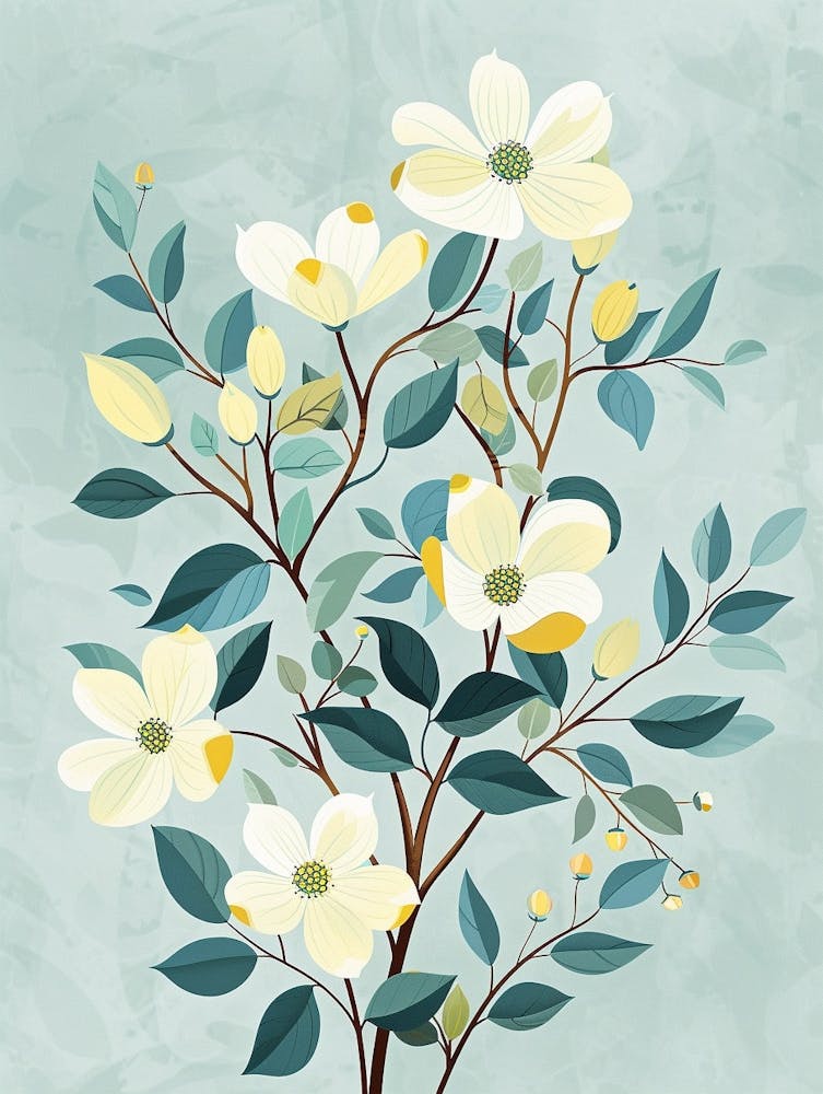 Dogwood Tree Flat Illustration 5