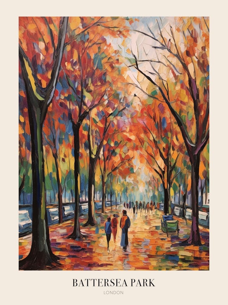 Autumn City Park Painting Battersea Park London 3 Poster