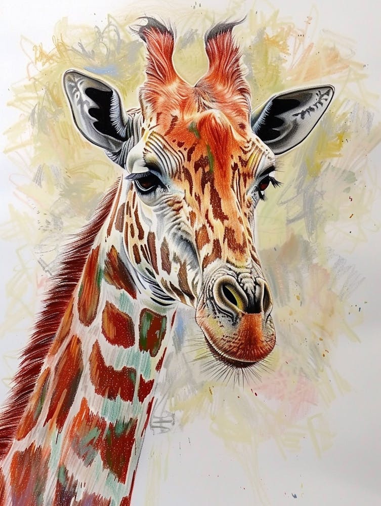 Giraffe Pastel Watercolour 2
