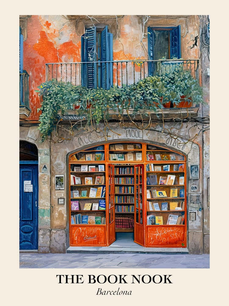 Barcelona Book Nook Bookshop 3 Poster
