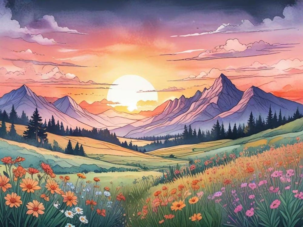 Sunset In The Mountains 3