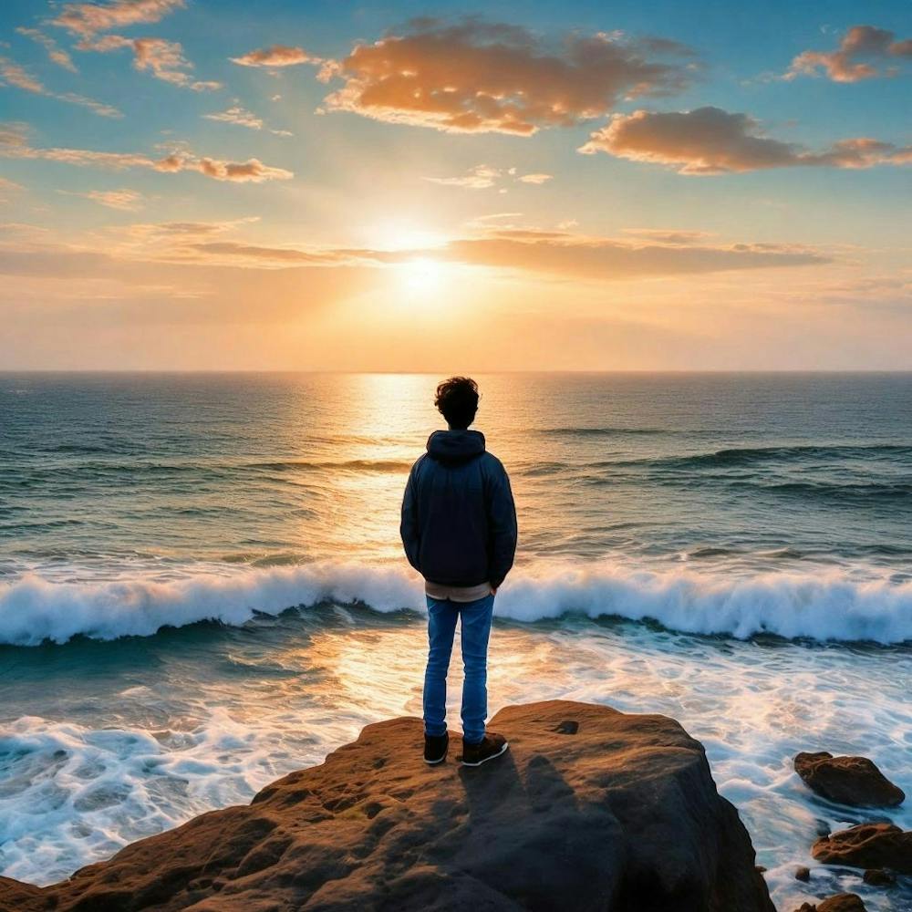 لحظة غروب الدافئة نحو الأفق، وشعور مشبع بألوان الطبيعة الساحرة، لحظات يوحي بسكينة التأمل والسلام، لحظة سحرية خالية من الهموم 