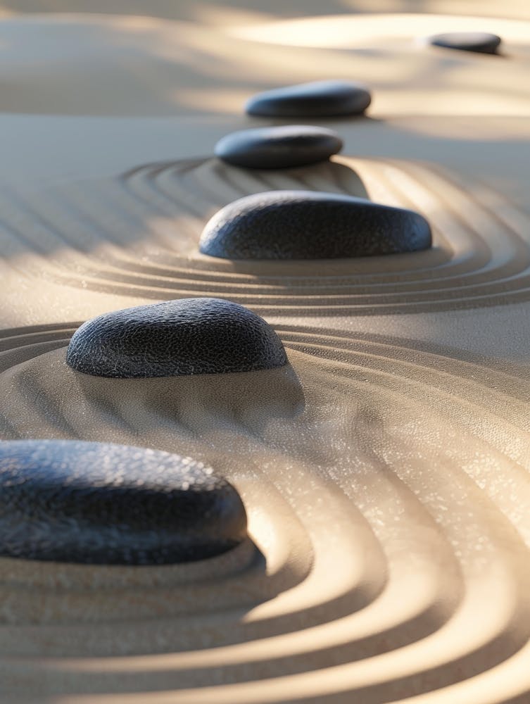 Zen-Steine im Sand 1