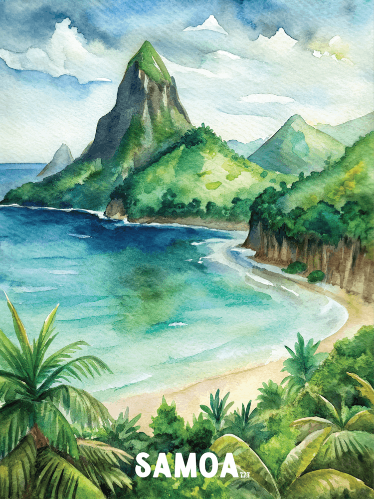 Samoa National Park Watercolor Painting