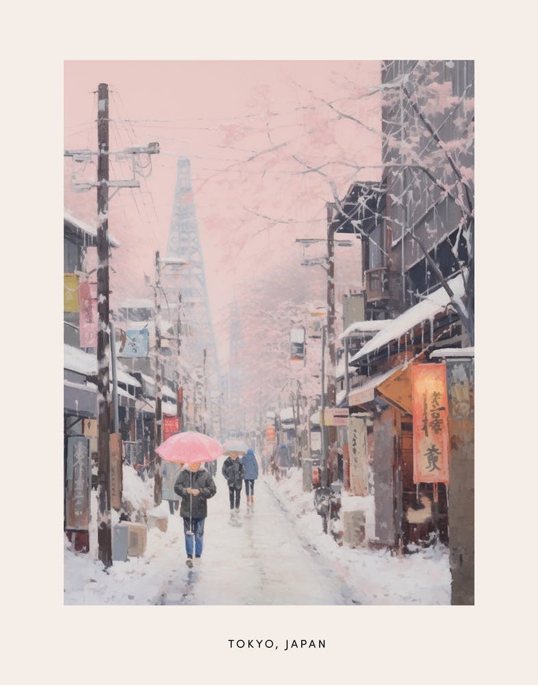 Dreamy Winter Painting Poster Tokyo Japan 2
