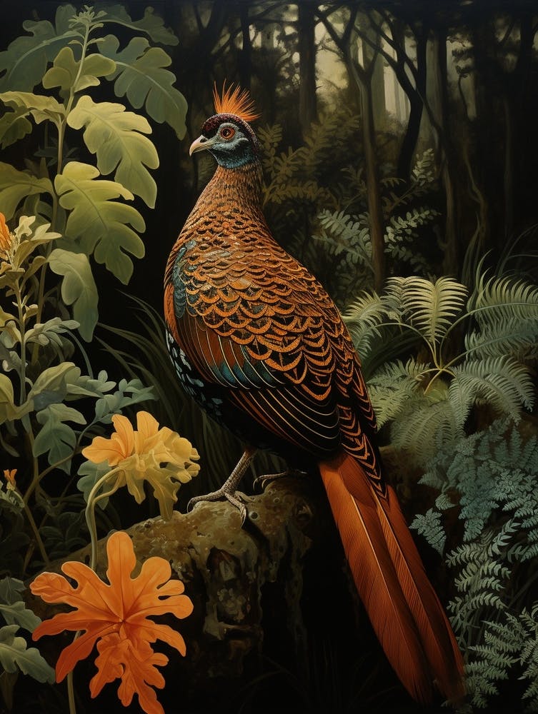Dark And Moody Botanical Pheasant 2