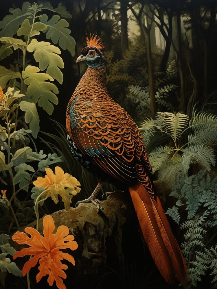 Dark And Moody Botanical Pheasant 2