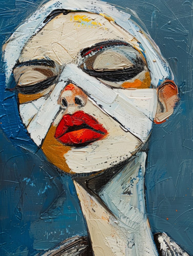Woman With Bandages On Her Face