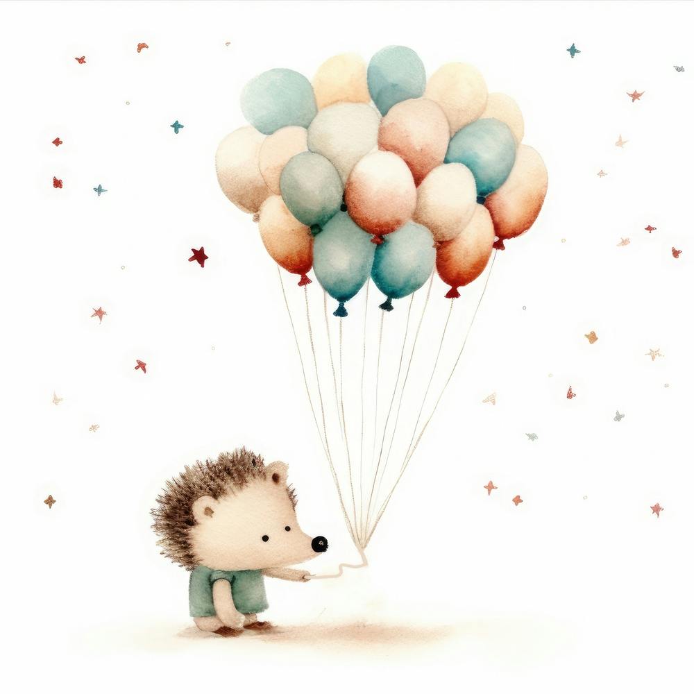 Little Hedgehog With Balloons