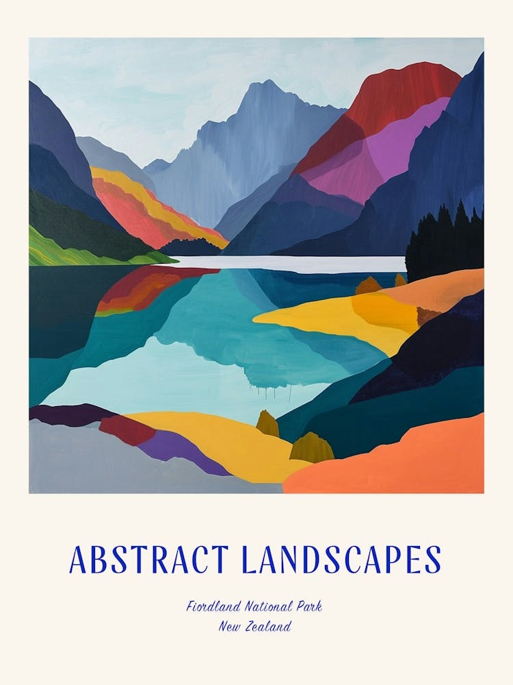 Colourful Abstract Fiordland National Park New Zealand 1 Poster Blue