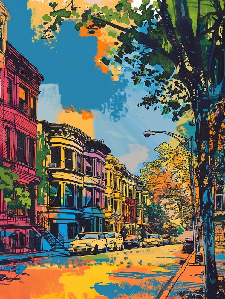 Jackson Heights New York Colourful Silkscreen Illustration 1