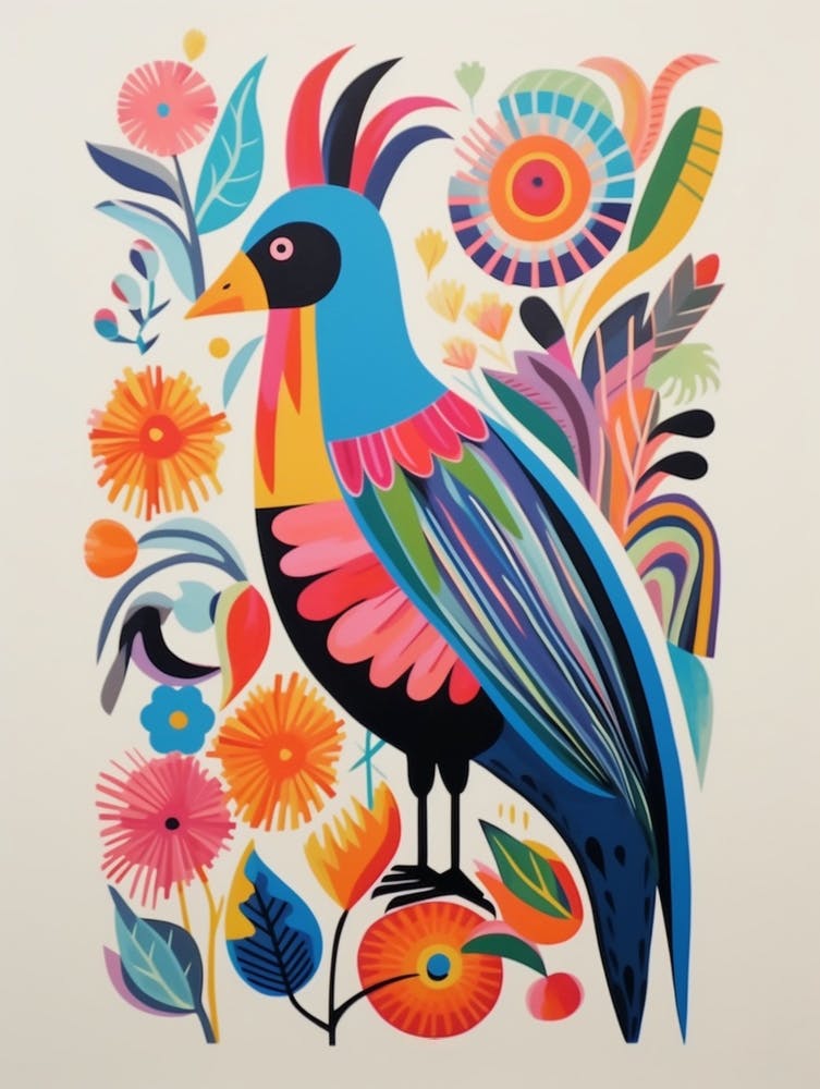 Farbenfroher Skandinavischer Vogel Hahn 1