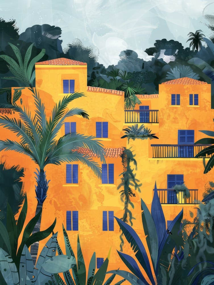 Orange Houses In The Jungle