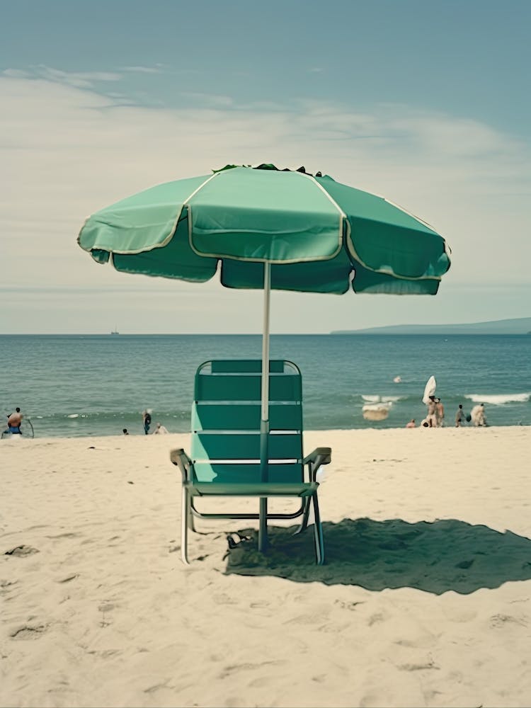 Green Chair And Brach Umbrella  Summer Photography 0