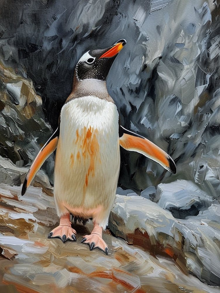Adlie Penguin Ross Island Oil Painting 2