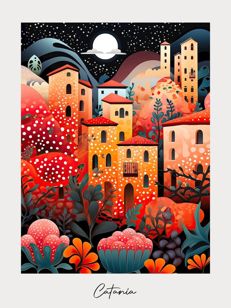 Poster Of Catania, Italy, Illustration In The Style Of Pop Art 1