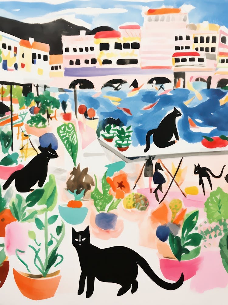 The Food Market In Positano 2 Illustration