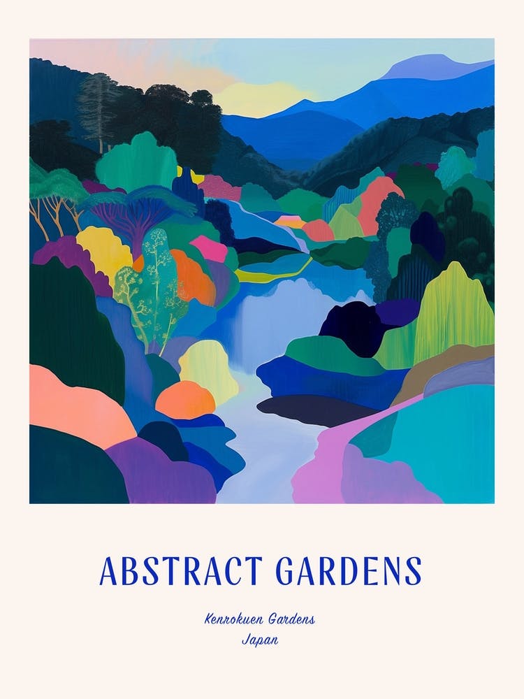 Colourful Gardens Kenrokuen Gardens Japan 3 Blue Poster