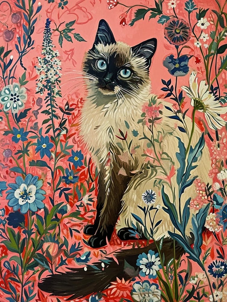 Floral Animal Painting Cat 2