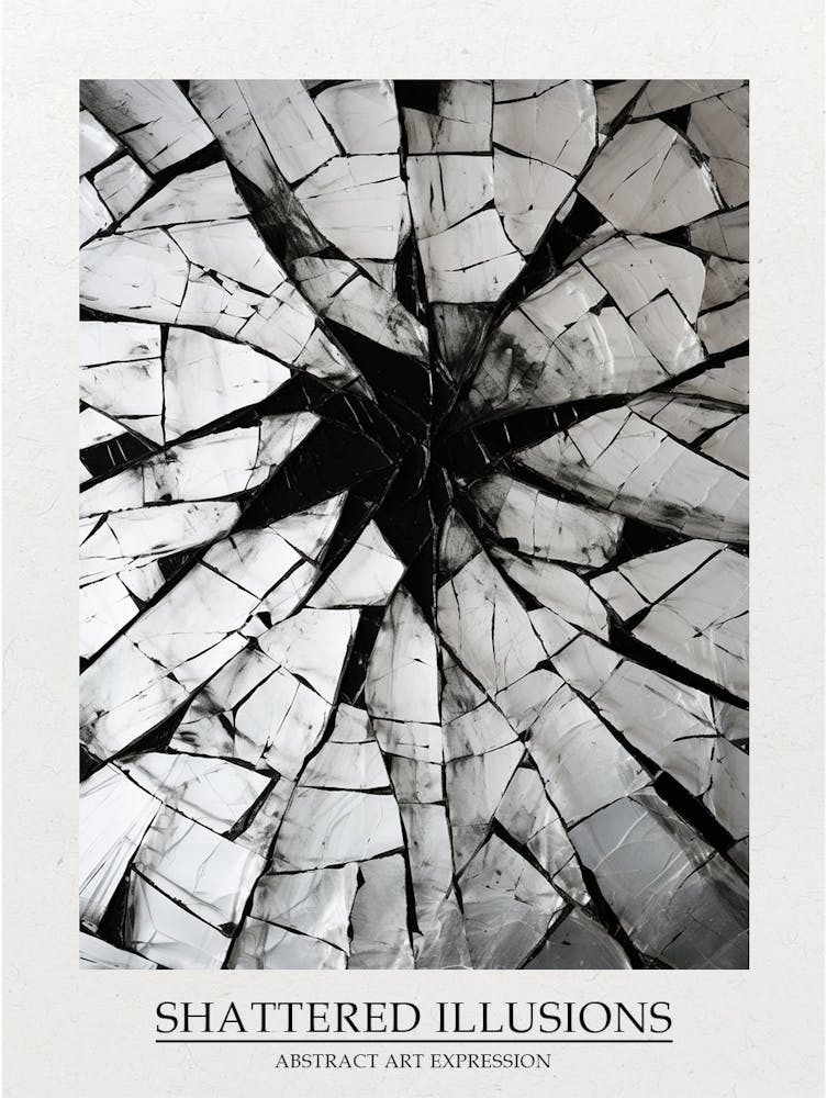 Shattered Illusions Abstract Black And White 2 Poster