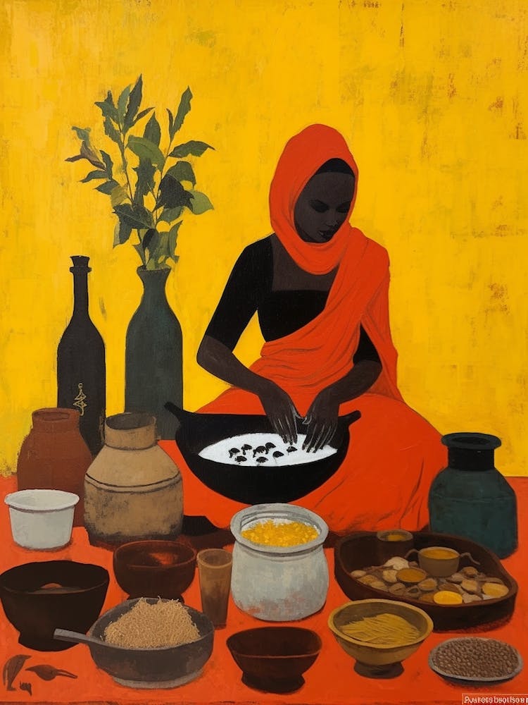 African Cuisine Matisse Inspired Illustration6