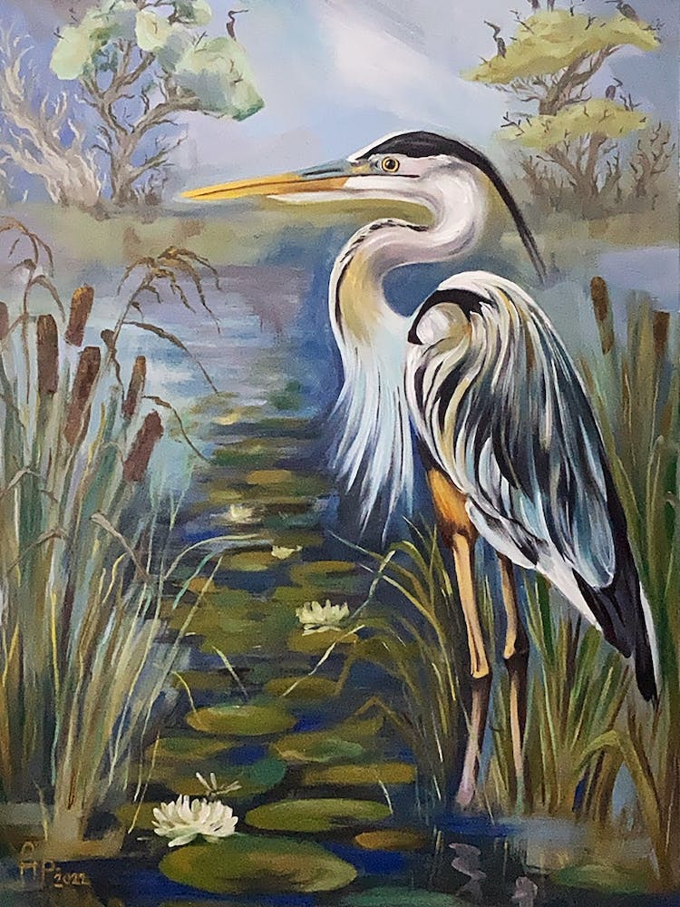 Heron In The Marsh