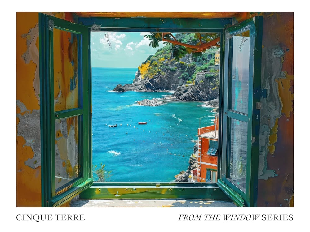 Cinque Terre From The Window Series Poster Painting 3
