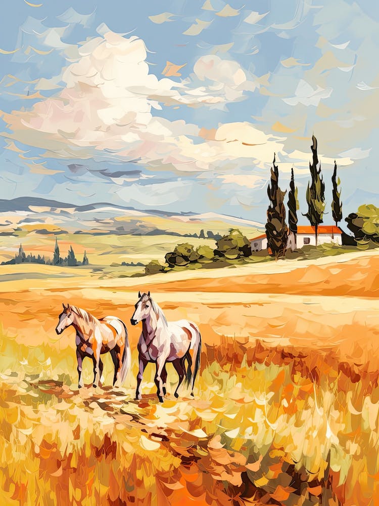 Horses Painting In Tuscany, Italy 2