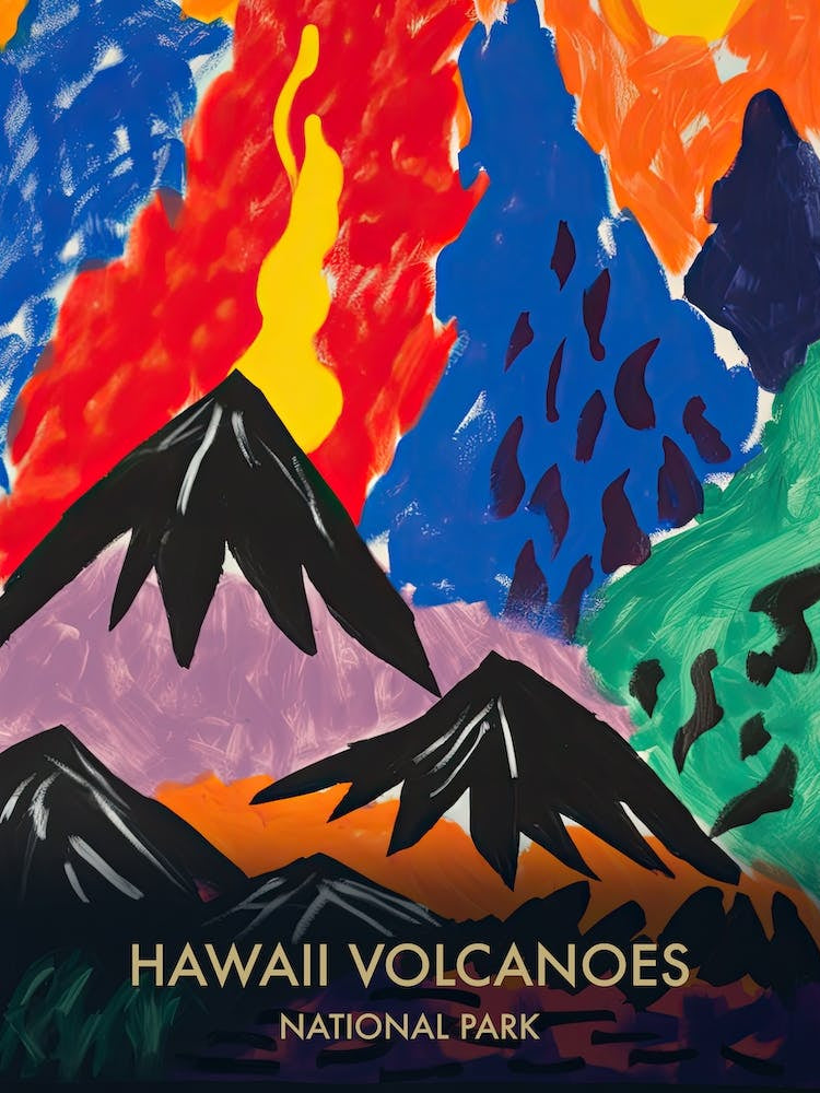 Hawaii Volcanoes National Park Travel Poster Matisse Style 4