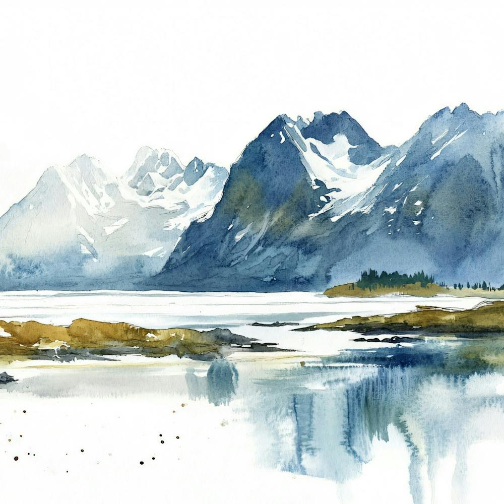 Watercolor Of Mountains 3